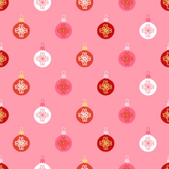 Christmas seamless pattern with coloful balls. Scandinavian style