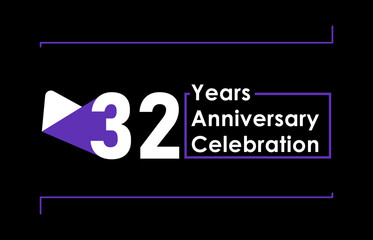 32 Years Anniversary Celebration Vector Template Design