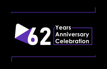 62 Years Anniversary Celebration Vector Template Design