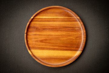 Plates are placed on a wooden background.
