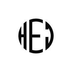 HEJ letter logo design. HEJ modern letter logo with black background. HEJ creative  letter logo. simple and modern letter HEJ logo template, HEJ circle letter logo design with circle shape. HEJ   - obrazy, fototapety, plakaty