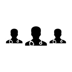 Doctor consultation icon vector group of male medical physician profile avatar for healthcare in a glyph pictogram illustration