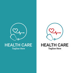 Heart icon with stethoscope. Health Medical Logo template vector illustration design