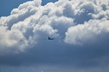 airplane flying in the sky, clous, war plane
