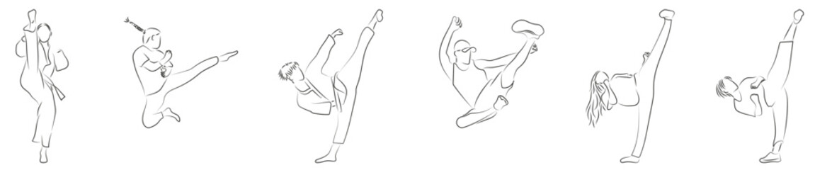 Taekwando Kämpfer Olympia Olympic Konturen Zeichnungen Vektor Grafik Lineart