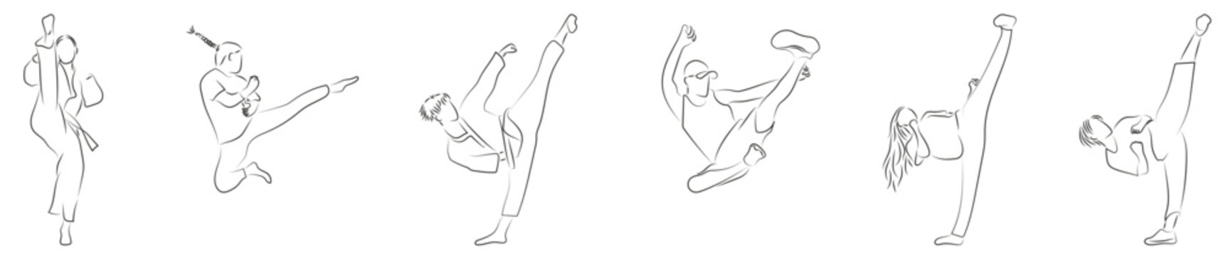 Taekwando K&auml;mpfer Olympia Olympic Konturen Zeichnungen Vektor Grafik Lineart