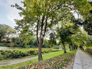 Regensburg city, Germany: walking on a beautiful pring day in the park