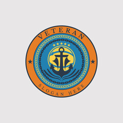 Ship Anchor emblem logo vector. Suitable for business transportation, travel, cargo, veterans, navy etc.