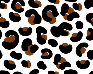 Jaguar Leopard print skin abstract seamless pattern. 
Abstract wild animal Jaguar Leopard brown spots on white background for fashion print design,
web, cover, wallpaper, cutting, and crafts.