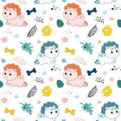 seamless dinosaur animal pattern vector illustration.
