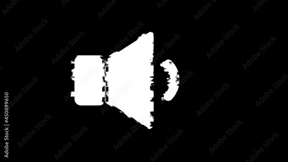 Poster animation of speaker volume icon. speaker volume symbol with glitch effect animation. retro, colorfu