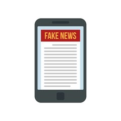 Smartphone fake news icon flat isolated vector