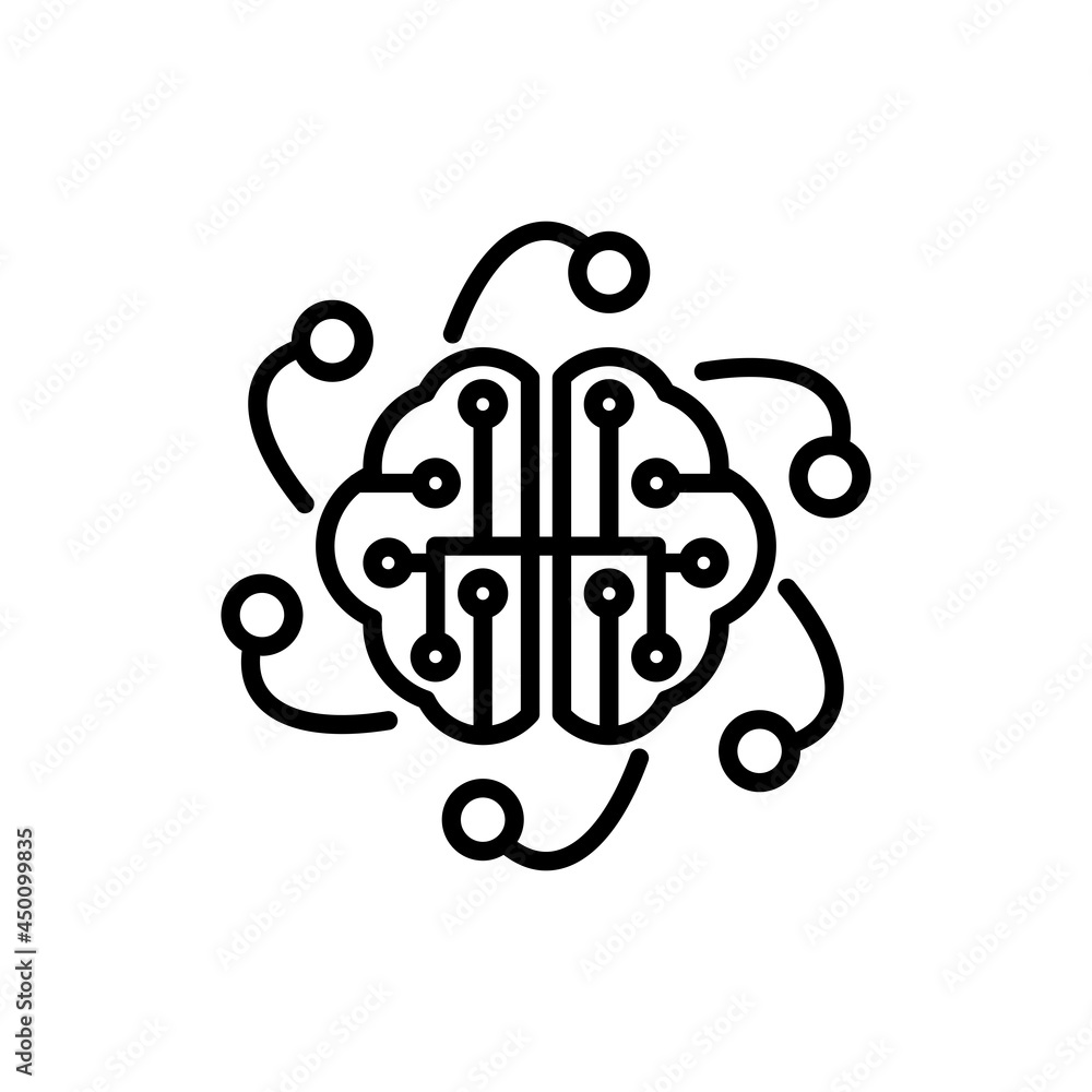 Aufkleber artificial intelligence thin line icon. high tech. machine science. modern vector illustration.