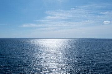 Aerial view sky background. Aerial blue sky with clouds over the sea. Sky landscape over ocean. Aerial photography.