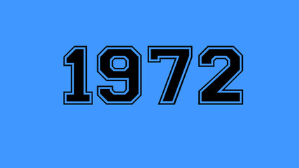 1972 number black lettering blue background
