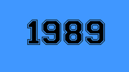 1989 number black lettering blue background