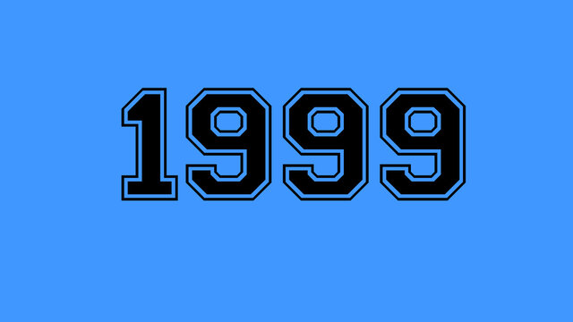 1999 number black lettering blue background