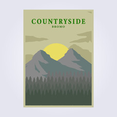 landscape mountain forest vintage poster vector illustration design