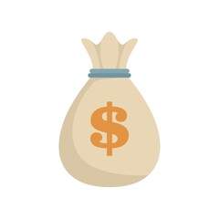 Money bag icon flat isolated vector
