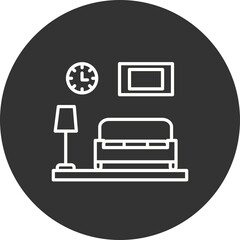 Living Room Line Circle Inverted Vector Icon Design
