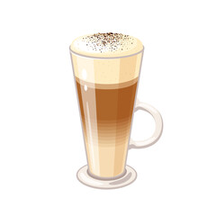 Latte coffee cup. Vector illustration cartoon icon isolated on white background.