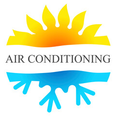 Air conditioner air sun and snowflake unique symbol