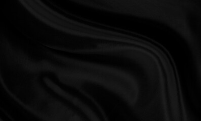 Black gray satin dark fabric texture luxurious shiny that is abstract silk cloth background with patterns soft waves blur beautiful.