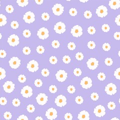 Daisy seamless pattern. Floral print with doodle flowers. Chamomile design for fabric, textile, wallpaper, cases. Vector background