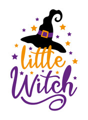 Little Witch - Cute witch's hat and stars. Good for baby clothes, childhood, poster, card, and other decoration.