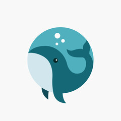 Whale Big Fish Logo Icon