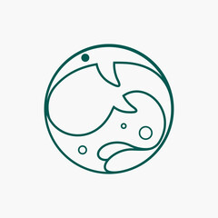 Whale Big Fish Line Logo Icon