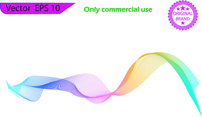 Abstract wave isolated on transparent background for curl motion design. Colorful energy smoke horizontal layout banner. Cool curl wave header element. Smooth wave flow. Color wave.