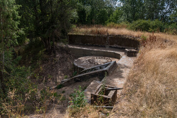 Entrance to the underground premises of Battery No. 331. Fort "Gray horse", Leningrad region, Russia