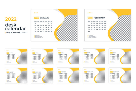2022 Desk Calendar Print Ready Template, Print Ready 2022 Calendar design Template