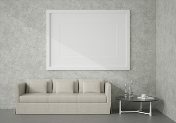 3D Mockup poster in Modern interior design minimal style