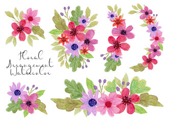 Fototapeta na wymiar spring flowers arrangement watercolor