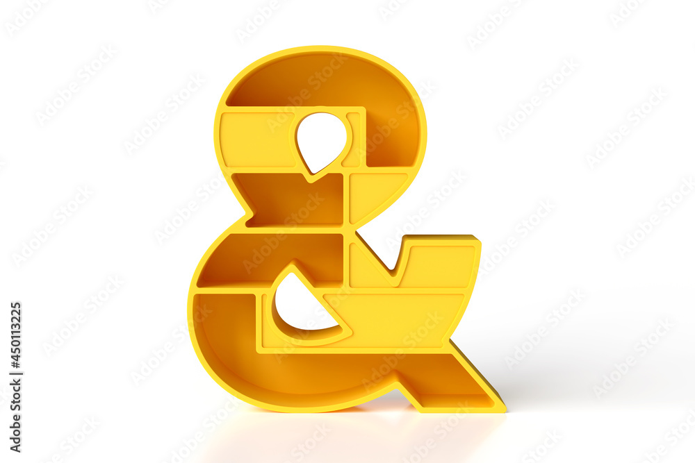 Poster 3d ampersand character in futuristic or kids funny style. great font for headers, posters, web adver