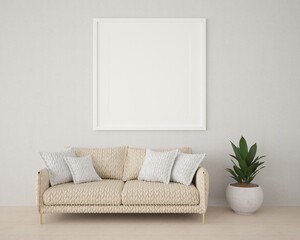 3D Mockup poster in Modern interior design minimal style