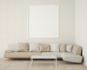 3D Mockup poster in Modern interior design minimal style