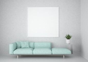 3D Mockup poster in Modern interior design minimal style