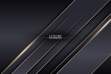 Abstract luxury stripes on dark metallic texture background. Vector.