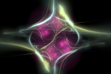 Beautiful Digital Symmetric Fractal - cosmic energy with vibrant flowing lines and soothing pastel colors.