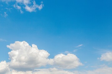 White fluffy clouds in a clear light blue sky