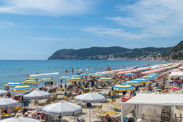 Landscape of Alassio with his beautiful beach - obrazy, fototapety, plakaty