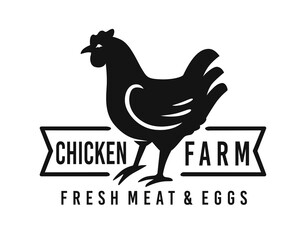 Fototapeta na wymiar Hen, chicken. Logo, for Butchery meat shop, organic farm. Sign template vector