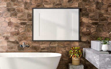 3D interior modern bathroom with luxury tile decor