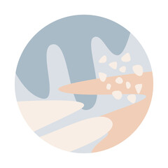 boho minimalist round circle symbol abstract shape icon for t shirt print or poster design.