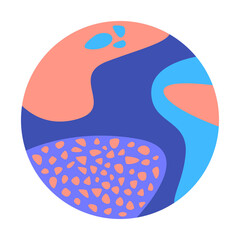 boho minimalist round circle symbol abstract shape icon for t shirt print or poster design.