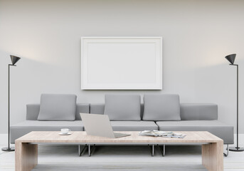 3D interoir design for living room and mockup frame