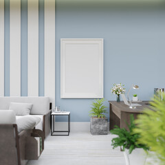 3D interoir design for living room and mockup frame